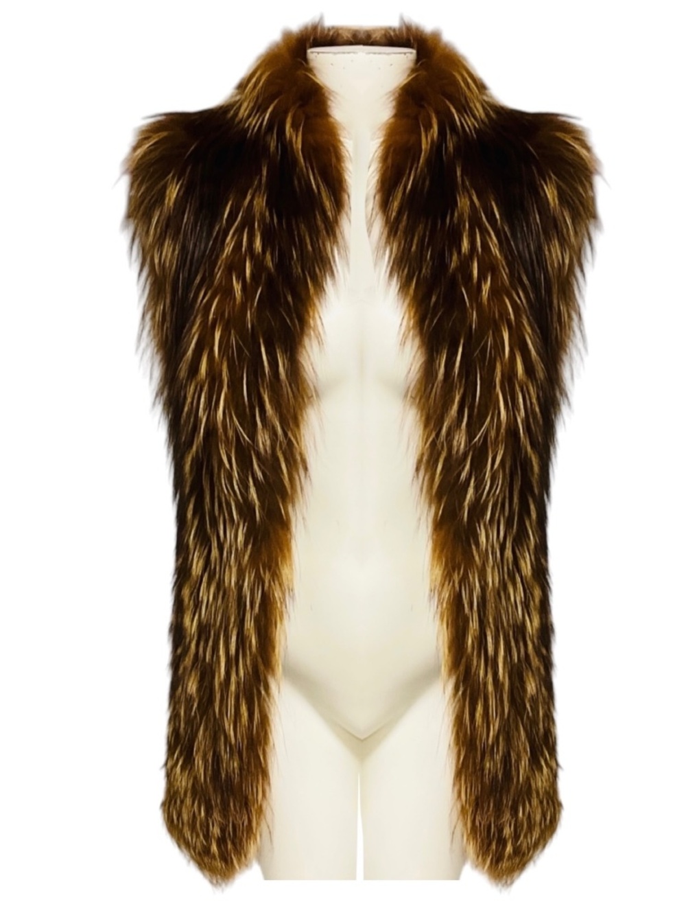 GUCCI BROWN FOX FUR AND WOOL KNIT VEST